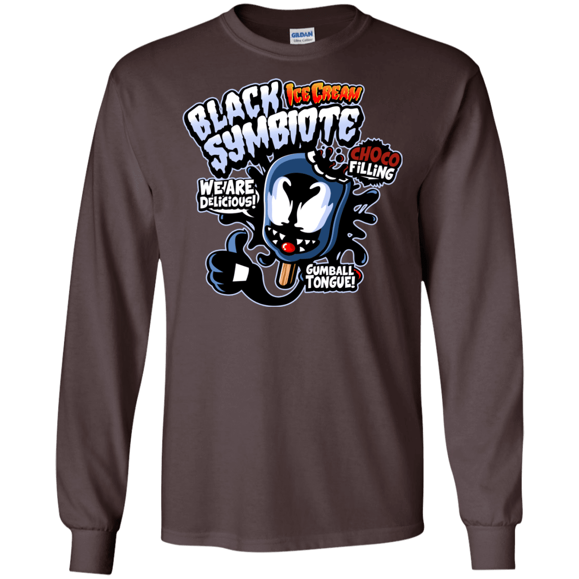 T-Shirts Dark Chocolate / S Black Symbiote Ice Cream Men's Long Sleeve T-Shirt