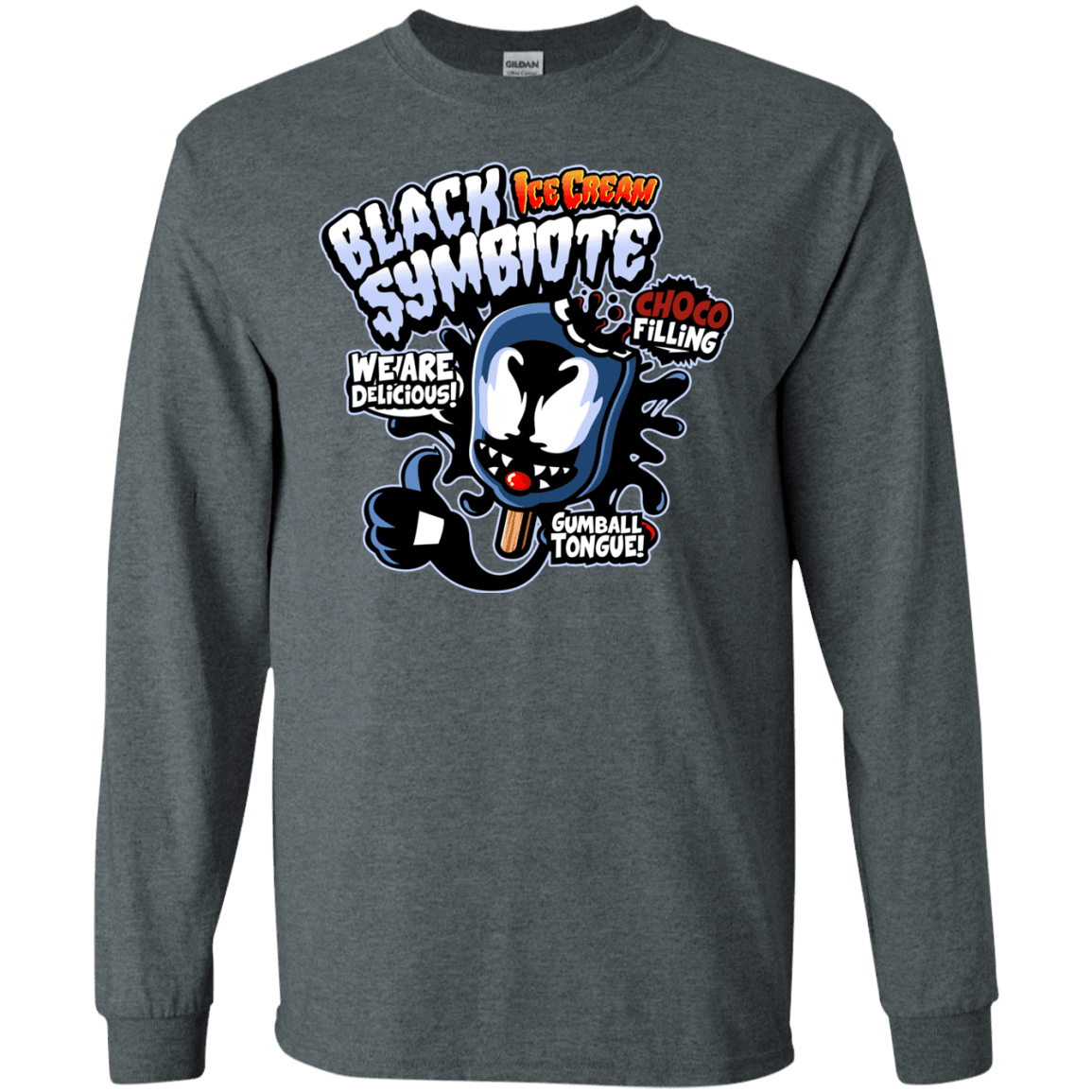 T-Shirts Dark Heather / S Black Symbiote Ice Cream Men's Long Sleeve T-Shirt