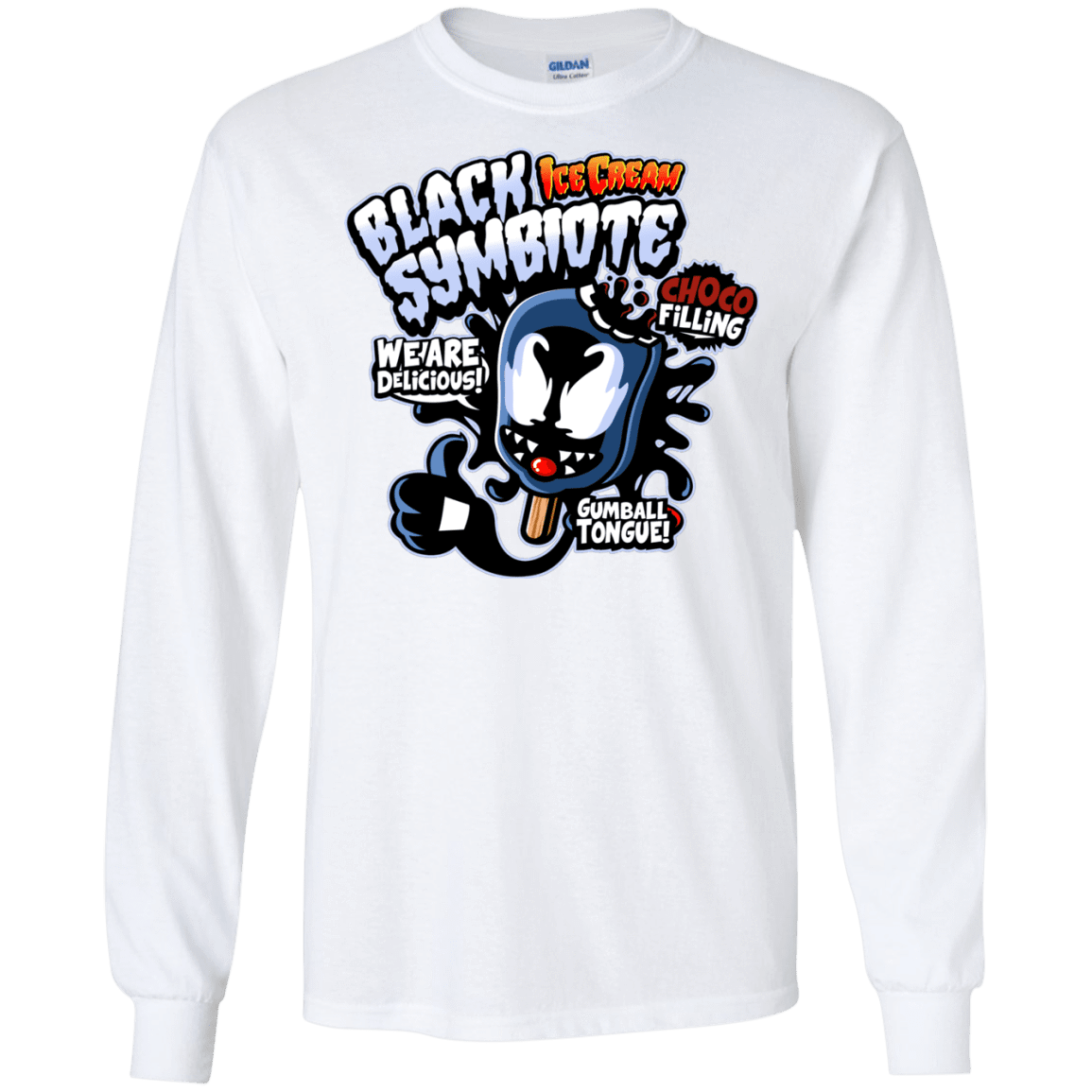 T-Shirts White / S Black Symbiote Ice Cream Men's Long Sleeve T-Shirt