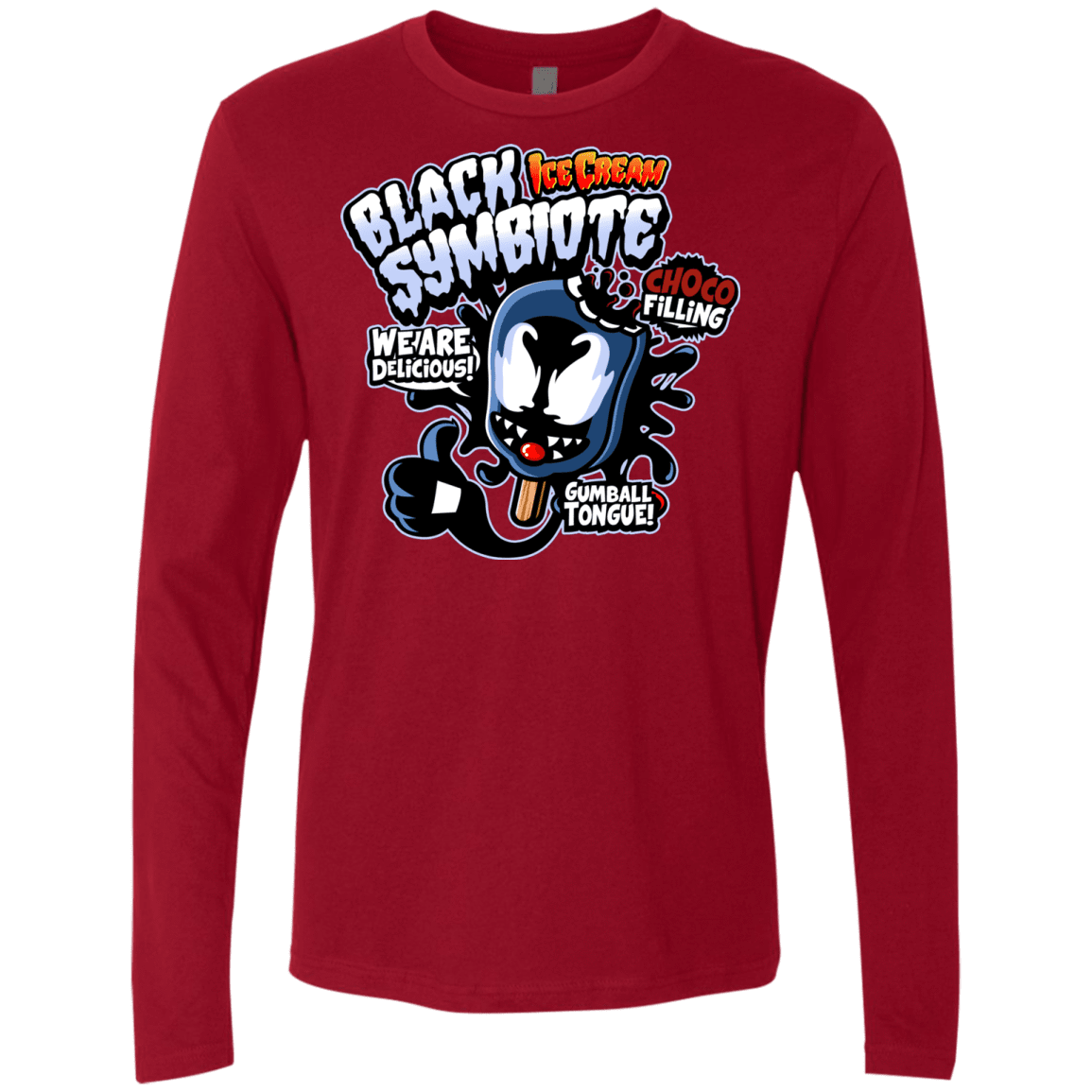 T-Shirts Cardinal / S Black Symbiote Ice Cream Men's Premium Long Sleeve