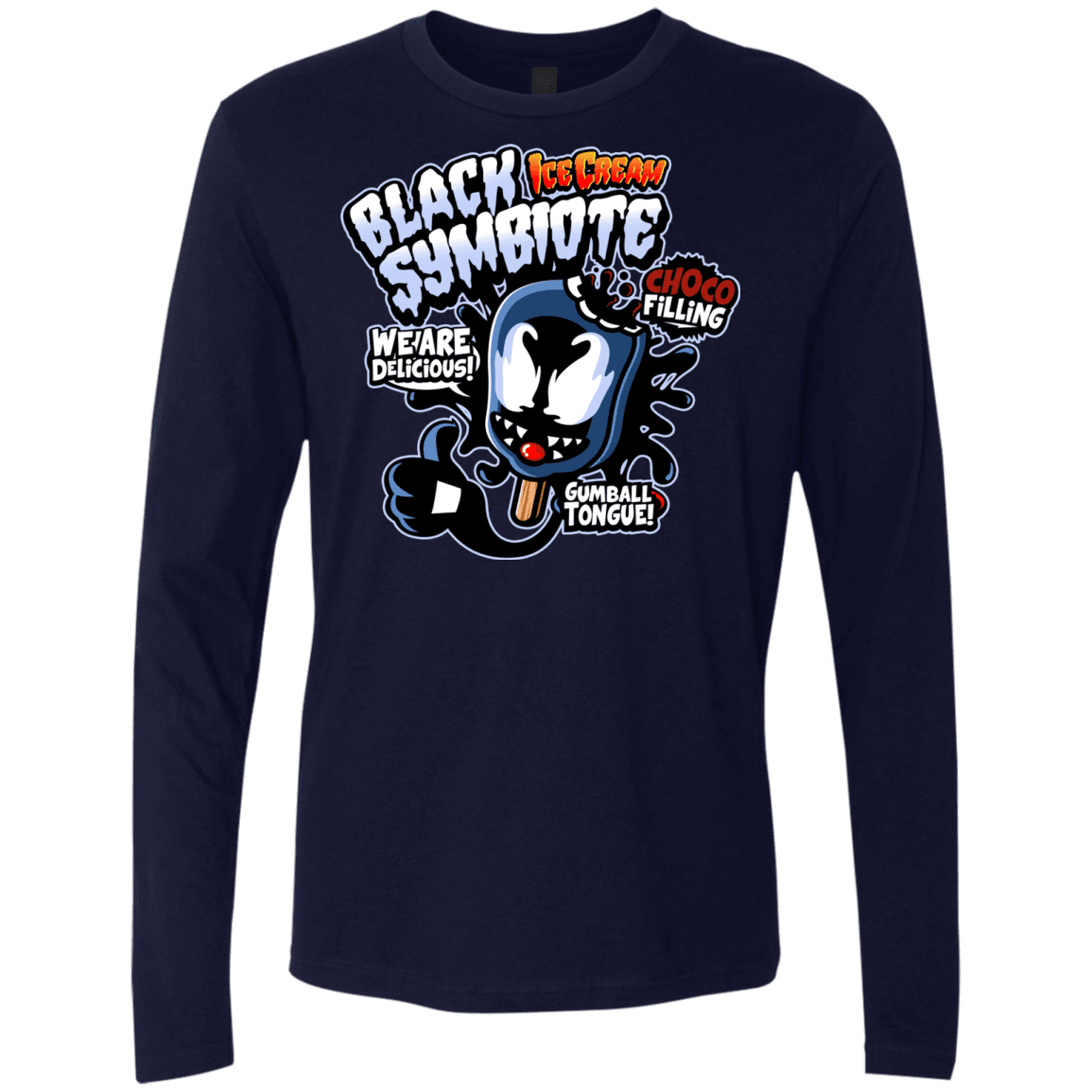T-Shirts Midnight Navy / S Black Symbiote Ice Cream Men's Premium Long Sleeve