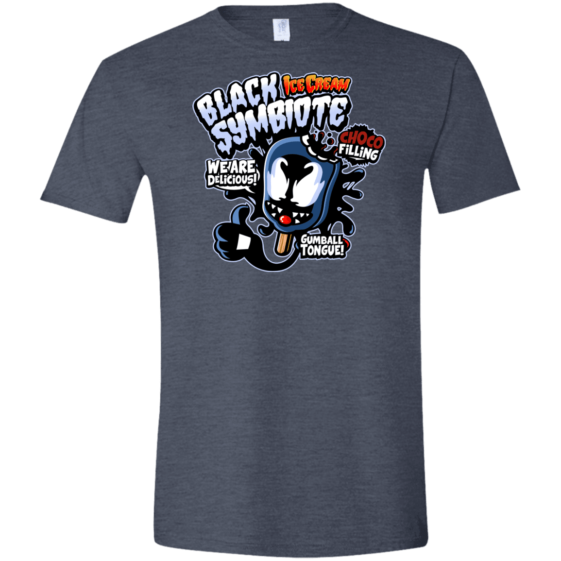 T-Shirts Heather Navy / S Black Symbiote Ice Cream Men's Semi-Fitted Softstyle
