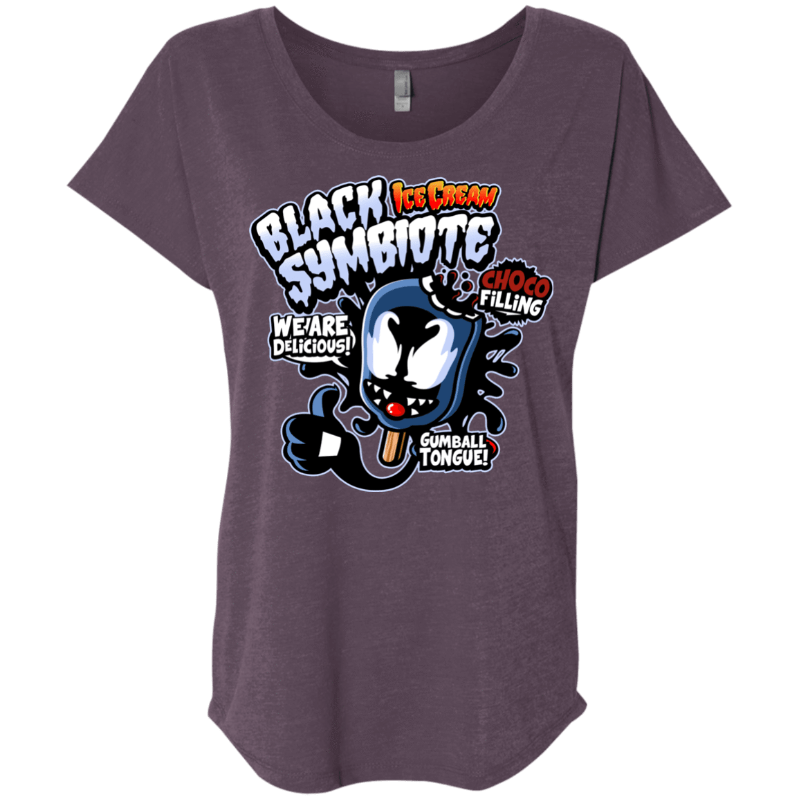 T-Shirts Vintage Purple / X-Small Black Symbiote Ice Cream Triblend Dolman Sleeve