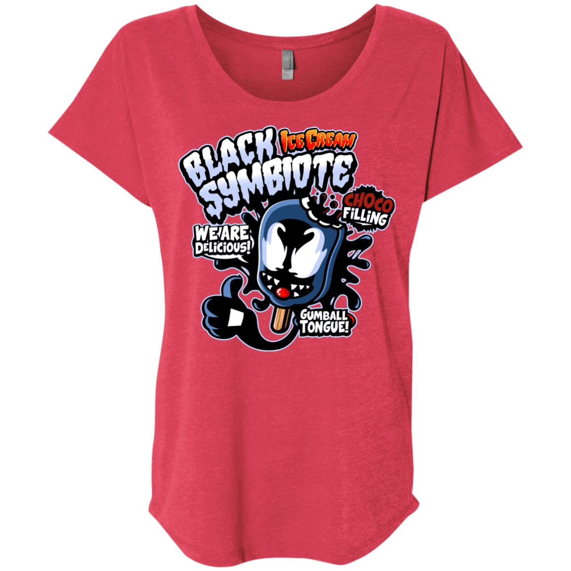 T-Shirts Vintage Red / X-Small Black Symbiote Ice Cream Triblend Dolman Sleeve
