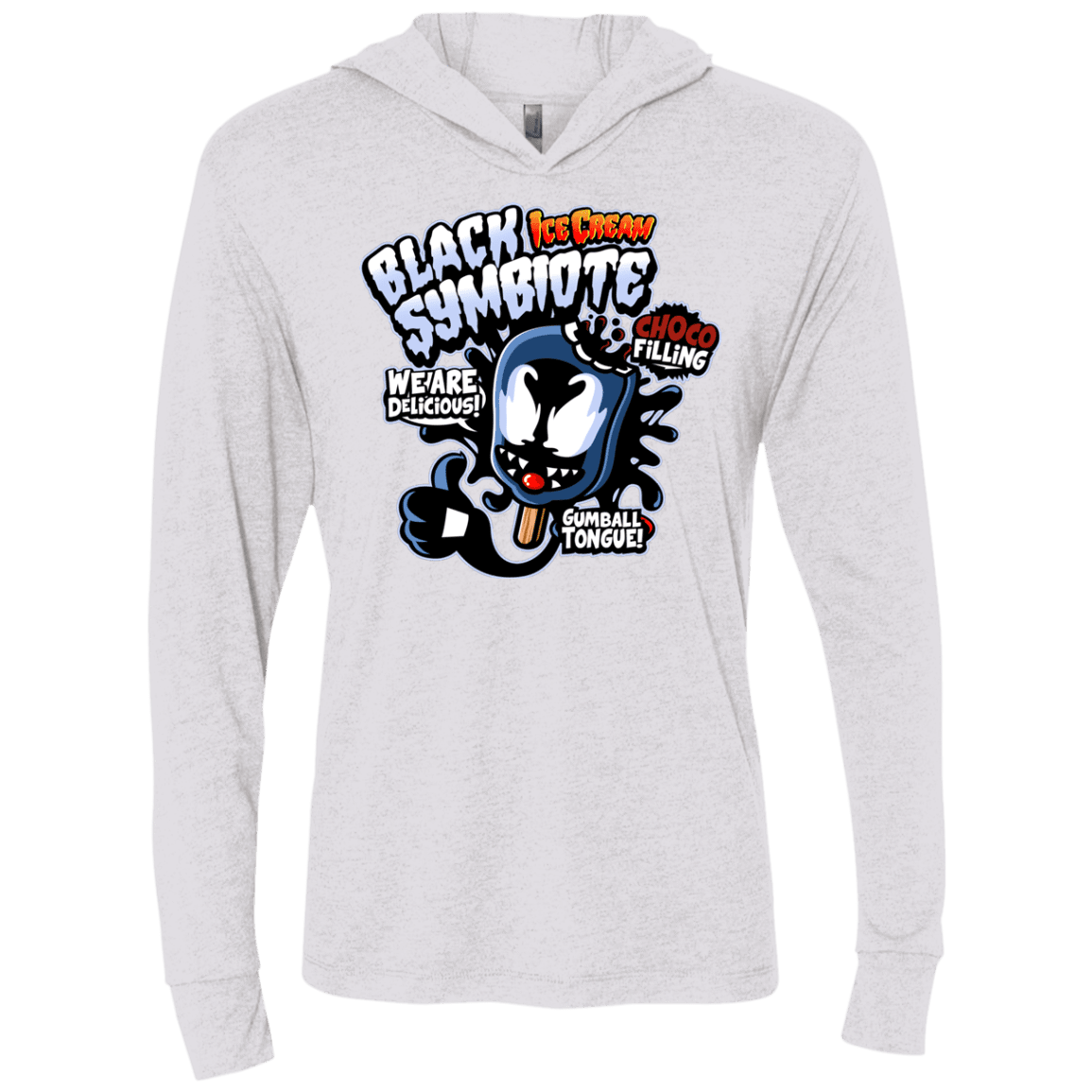 T-Shirts Heather White / X-Small Black Symbiote Ice Cream Triblend Long Sleeve Hoodie Tee