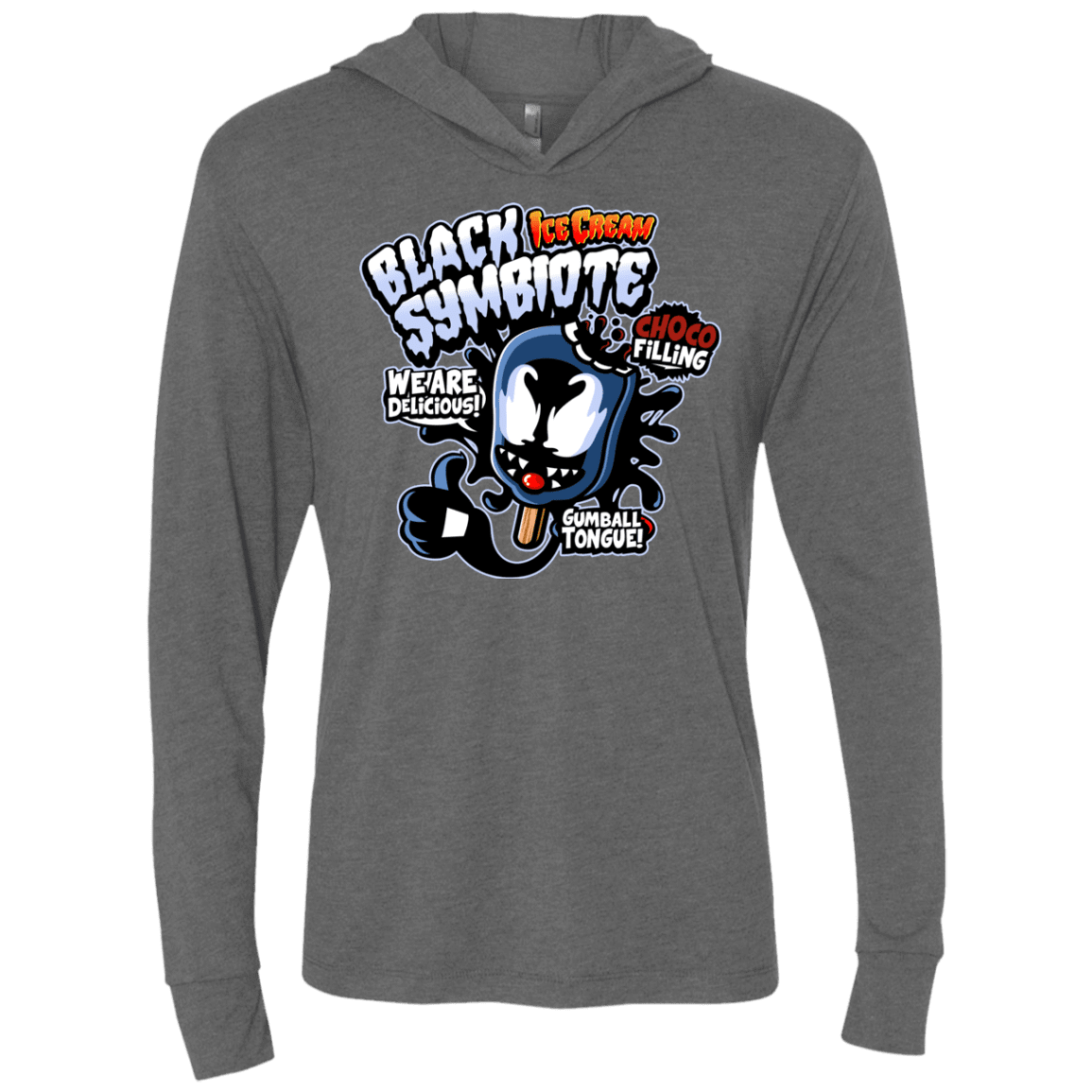 T-Shirts Premium Heather / X-Small Black Symbiote Ice Cream Triblend Long Sleeve Hoodie Tee