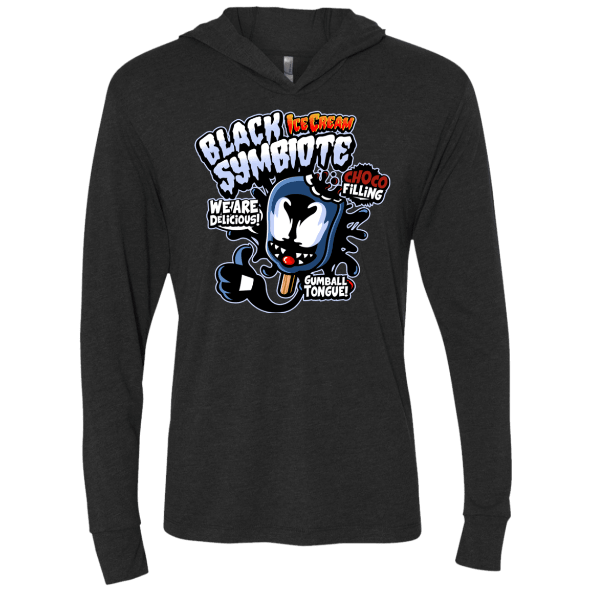 T-Shirts Vintage Black / X-Small Black Symbiote Ice Cream Triblend Long Sleeve Hoodie Tee
