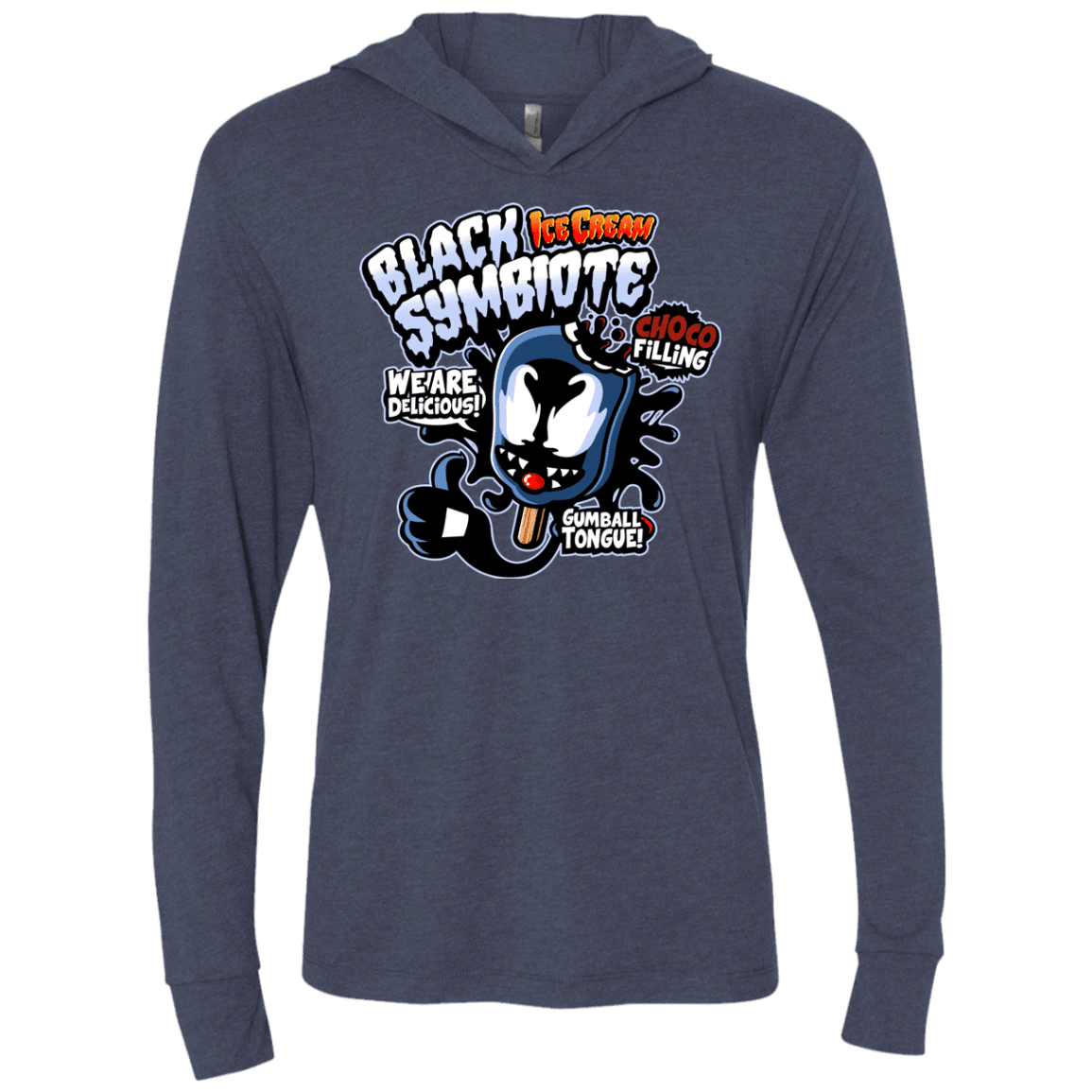 T-Shirts Vintage Navy / X-Small Black Symbiote Ice Cream Triblend Long Sleeve Hoodie Tee