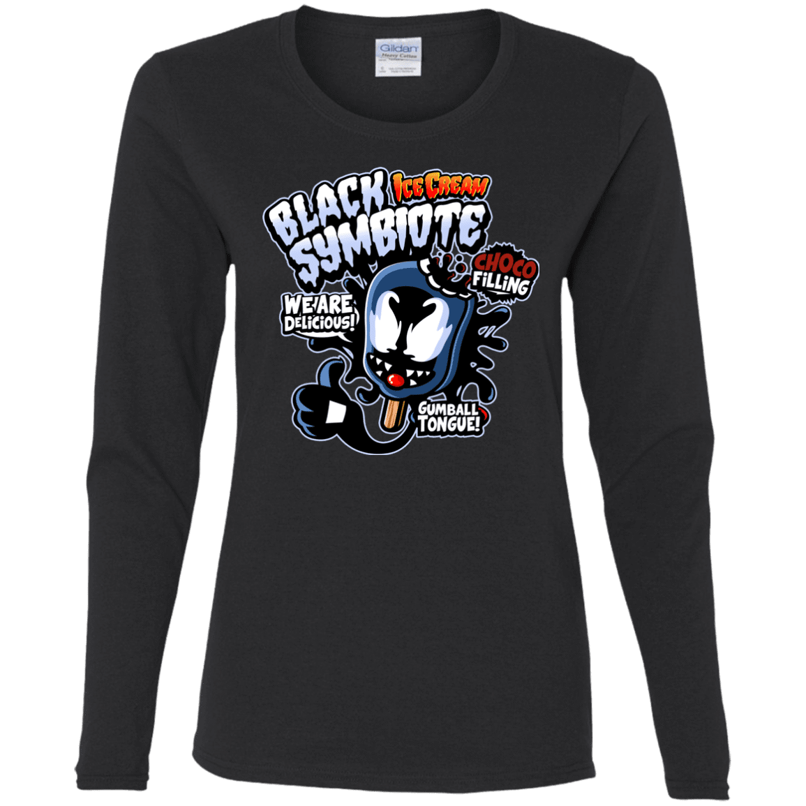 T-Shirts Black / S Black Symbiote Ice Cream Women's Long Sleeve T-Shirt
