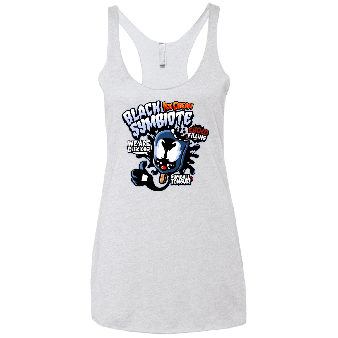 T-Shirts Heather White / X-Small Black Symbiote Ice Cream Women's Triblend Racerback Tank
