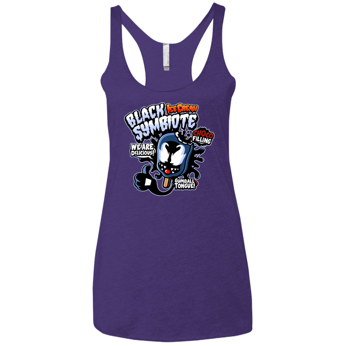 T-Shirts Purple Rush / X-Small Black Symbiote Ice Cream Women's Triblend Racerback Tank