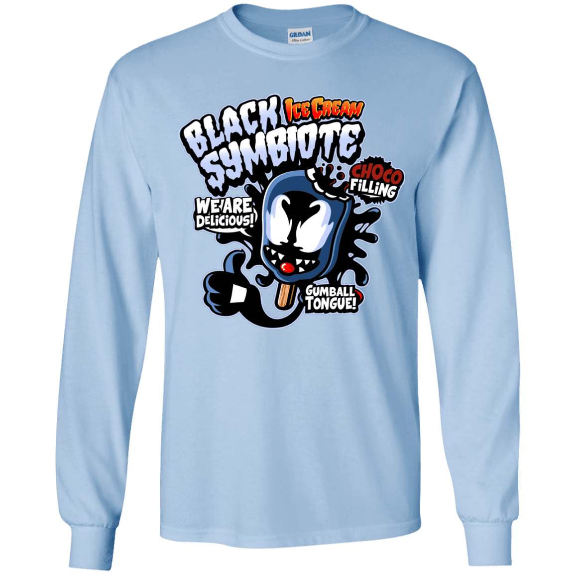 T-Shirts Light Blue / YS Black Symbiote Ice Cream Youth Long Sleeve T-Shirt