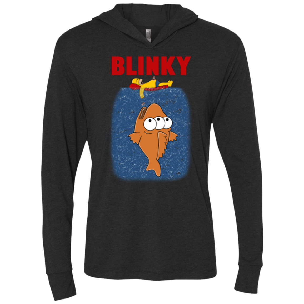 Blinky Jaws Triblend Long Sleeve Hoodie Tee