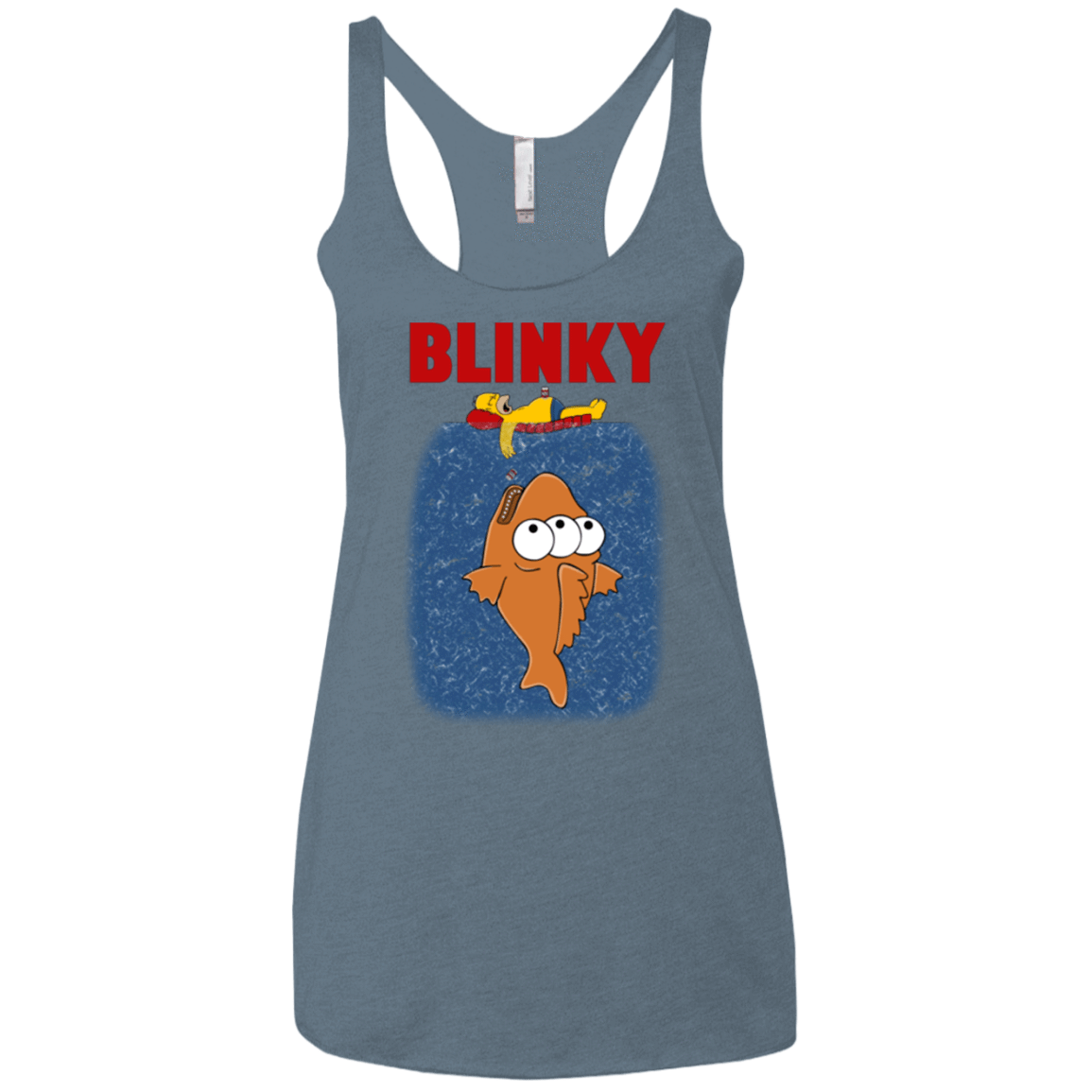 T-Shirts Indigo / X-Small Blinky Jaws Women's Triblend Racerback Tank