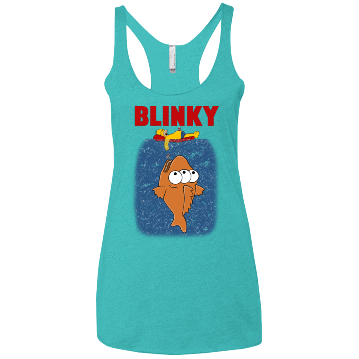 T-Shirts Tahiti Blue / X-Small Blinky Jaws Women's Triblend Racerback Tank