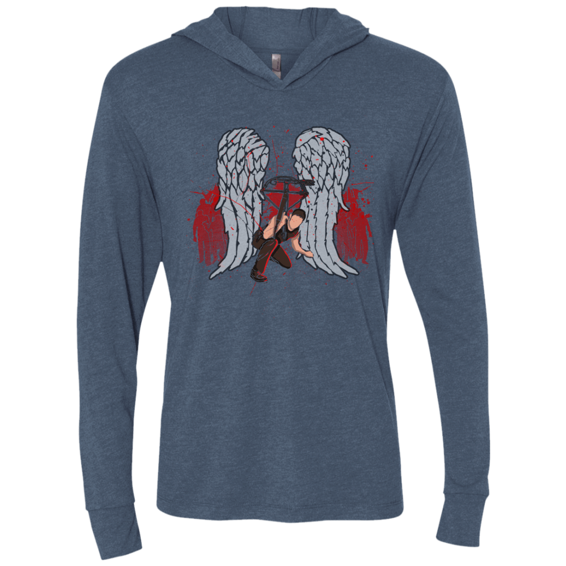 T-Shirts Indigo / X-Small Bloody Wings Dixon Triblend Long Sleeve Hoodie Tee