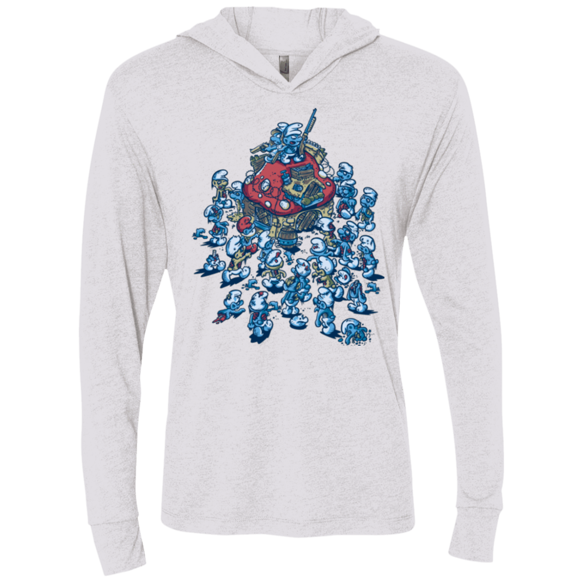 T-Shirts Heather White / X-Small BLUE HORDE Triblend Long Sleeve Hoodie Tee
