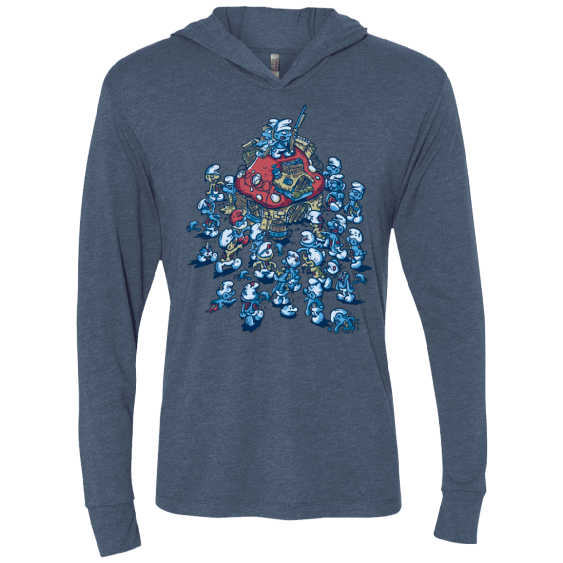 T-Shirts Indigo / X-Small BLUE HORDE Triblend Long Sleeve Hoodie Tee