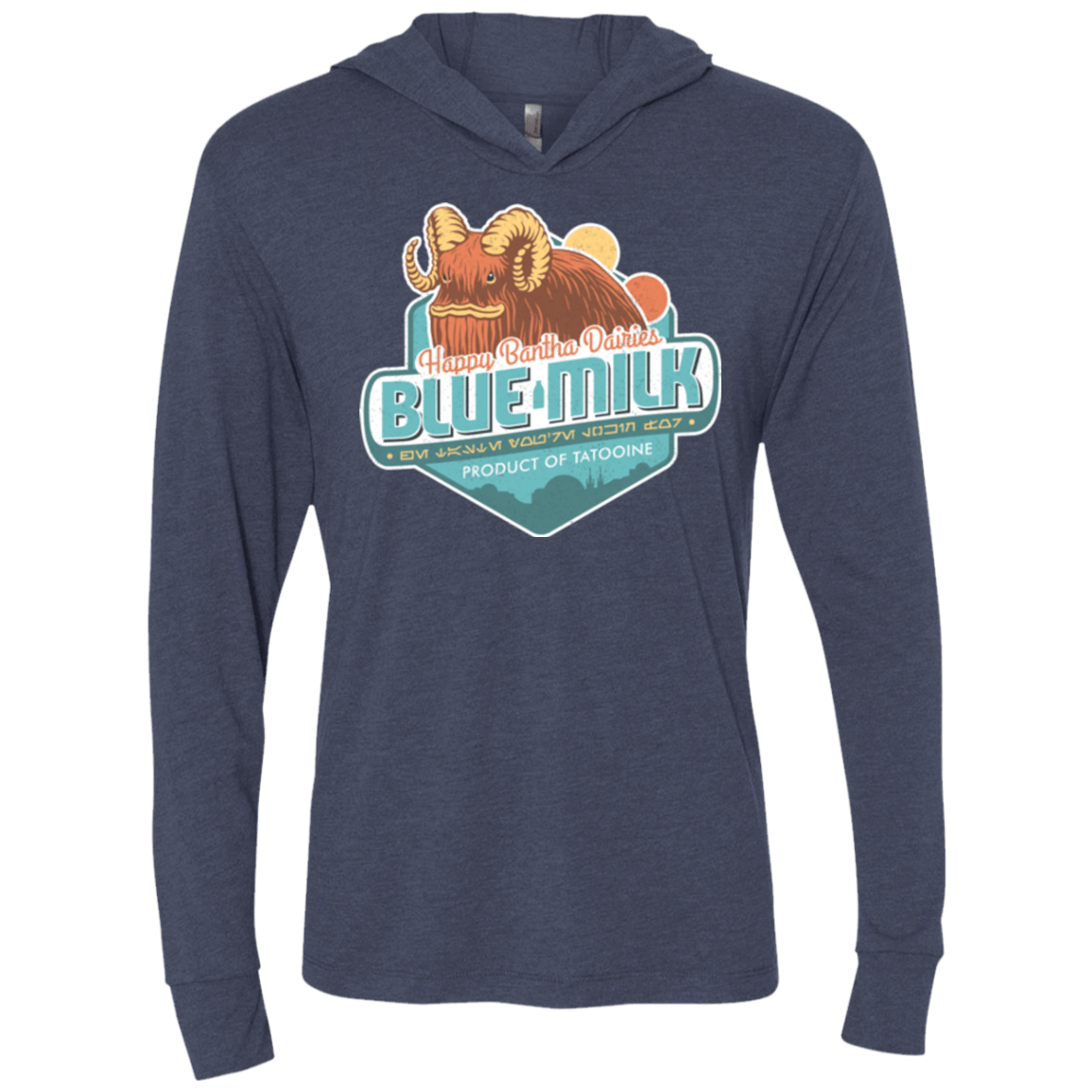 T-Shirts Vintage Navy / X-Small Blue Milk Triblend Long Sleeve Hoodie Tee