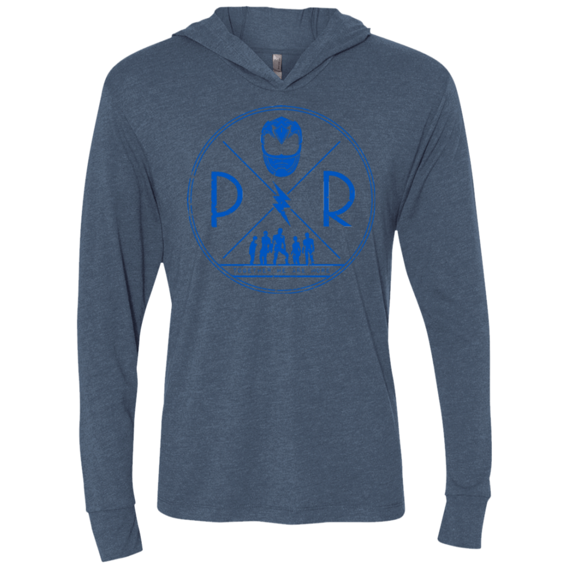 T-Shirts Indigo / X-Small Blue Power Triblend Long Sleeve Hoodie Tee