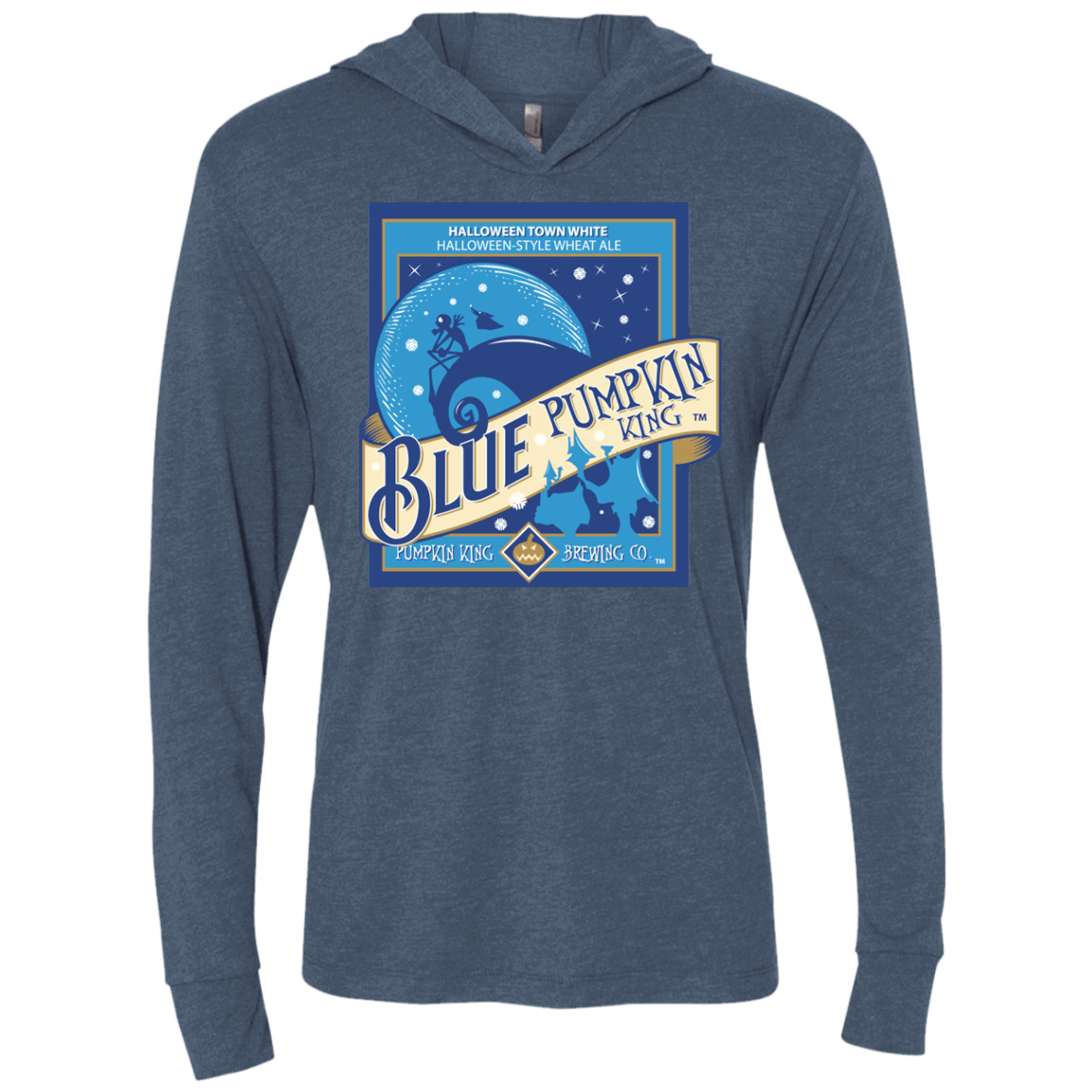 T-Shirts Indigo / X-Small Blue Pumpkin King Triblend Long Sleeve Hoodie Tee