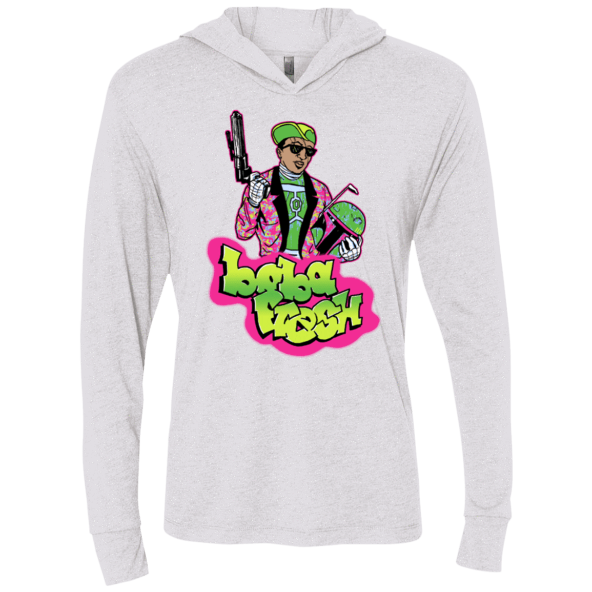 T-Shirts Heather White / X-Small Boba Fresh Triblend Long Sleeve Hoodie Tee