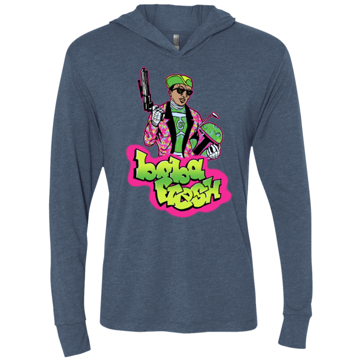 T-Shirts Indigo / X-Small Boba Fresh Triblend Long Sleeve Hoodie Tee