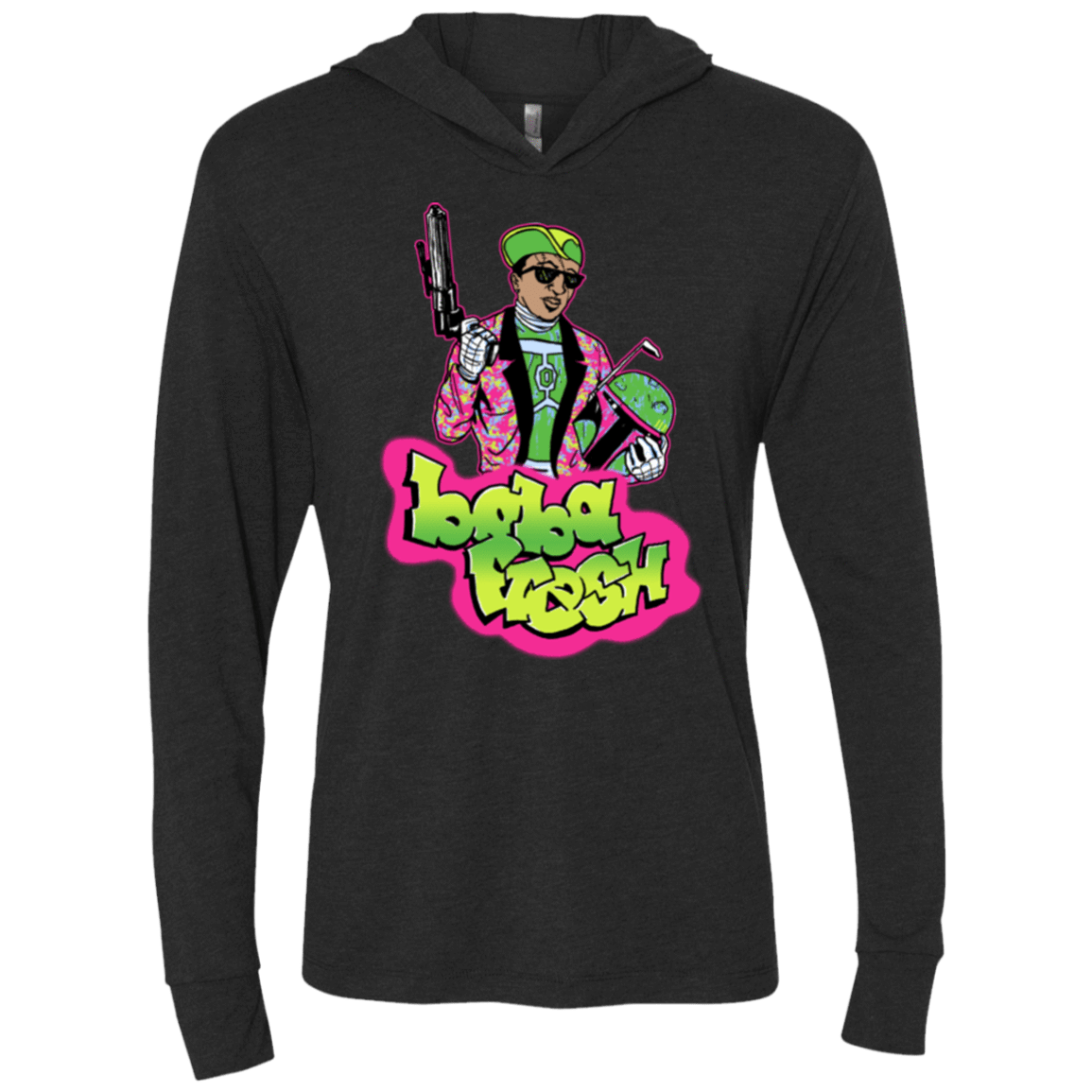 T-Shirts Vintage Black / X-Small Boba Fresh Triblend Long Sleeve Hoodie Tee