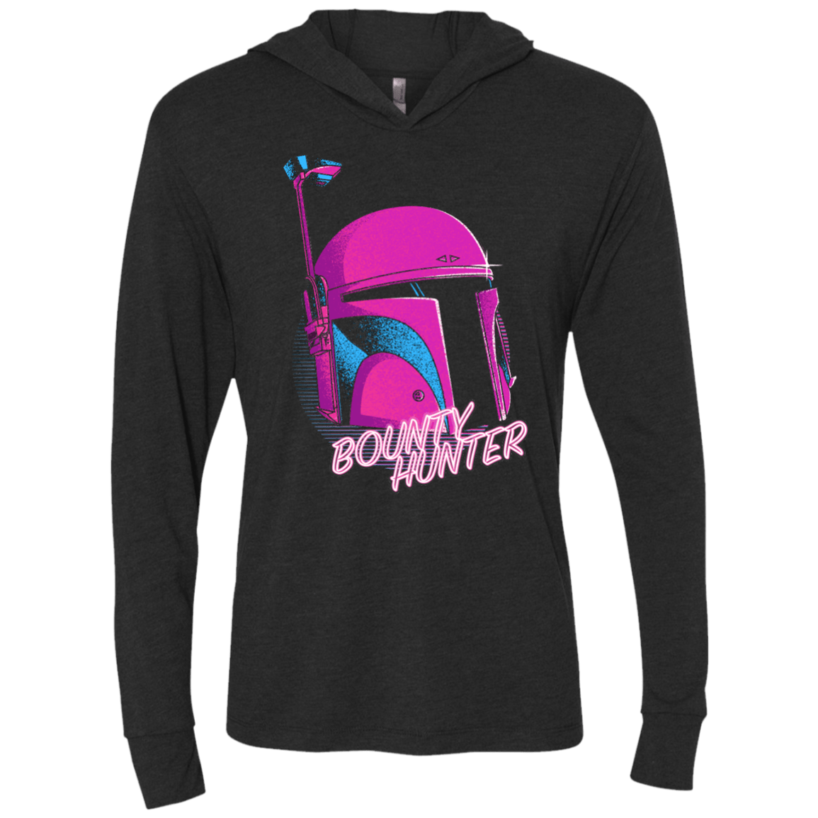 T-Shirts Vintage Black / X-Small Bobba Helmet 80's Triblend Long Sleeve Hoodie Tee