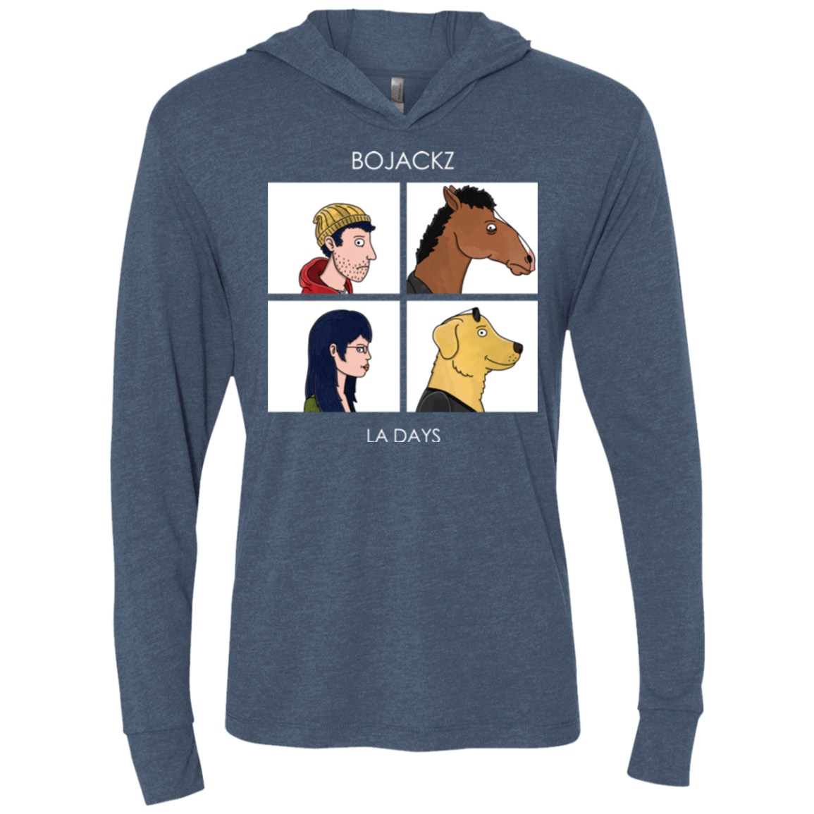 T-Shirts Indigo / X-Small Bojackz Triblend Long Sleeve Hoodie Tee