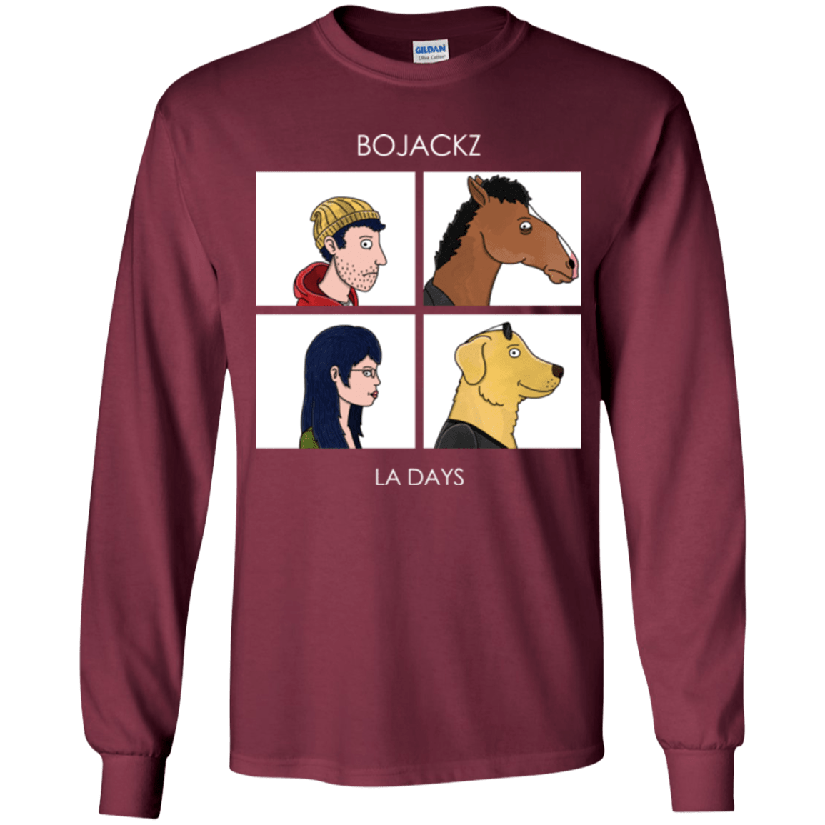 T-Shirts Maroon / YS Bojackz Youth Long Sleeve T-Shirt