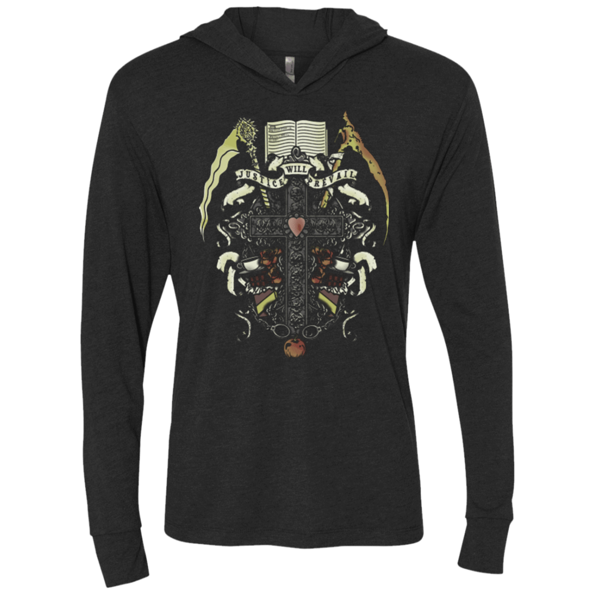 T-Shirts Vintage Black / X-Small Book of Death Triblend Long Sleeve Hoodie Tee