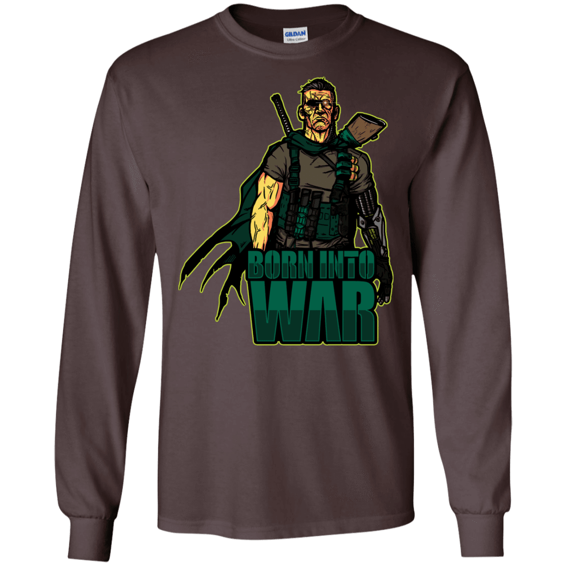 T-Shirts Dark Chocolate / S Born Into War Men's Long Sleeve T-Shirt