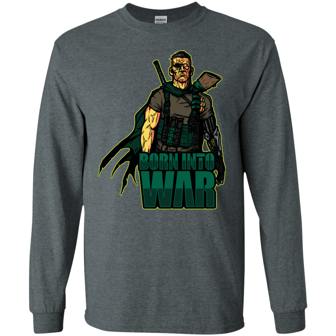 T-Shirts Dark Heather / S Born Into War Men's Long Sleeve T-Shirt