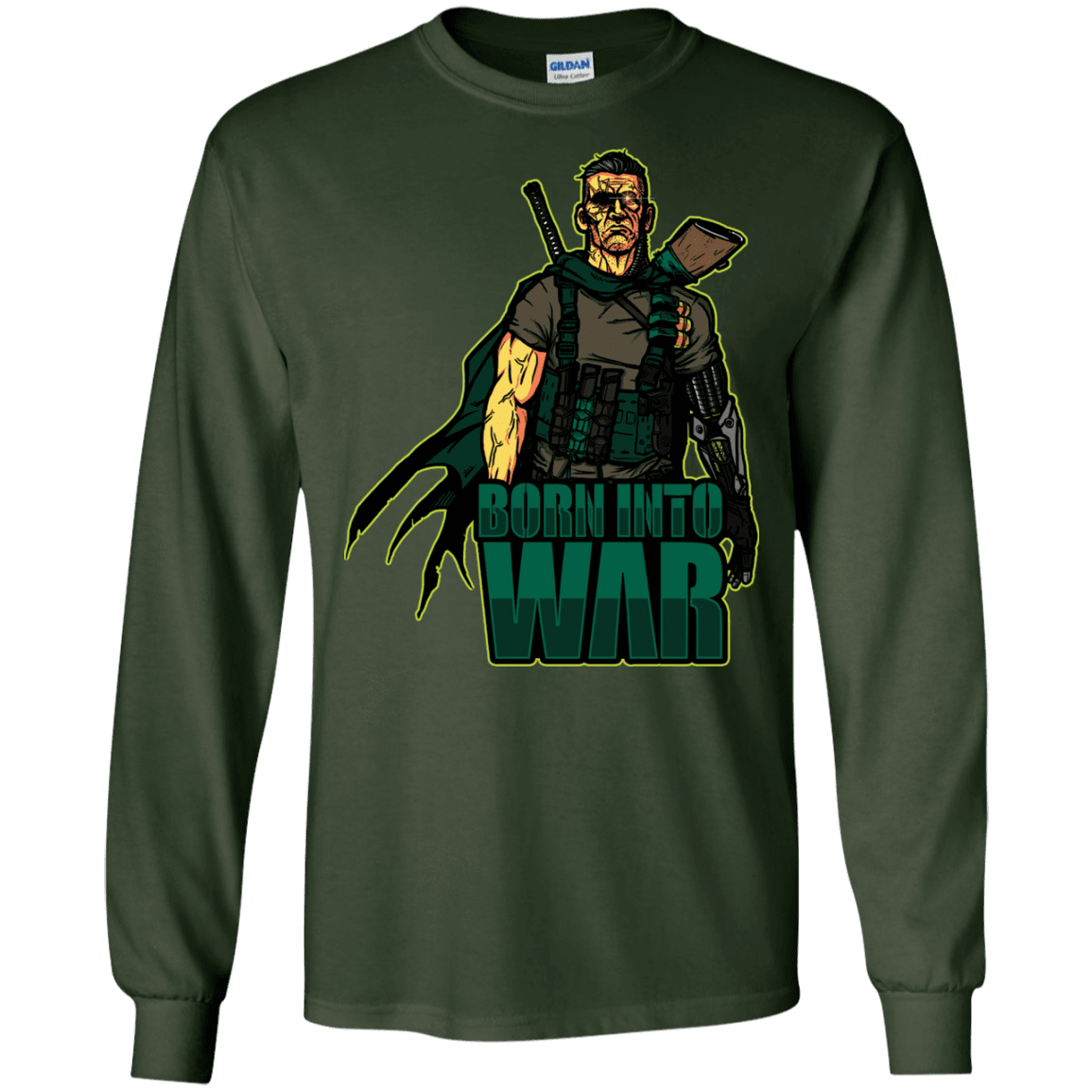 T-Shirts Forest Green / S Born Into War Men's Long Sleeve T-Shirt
