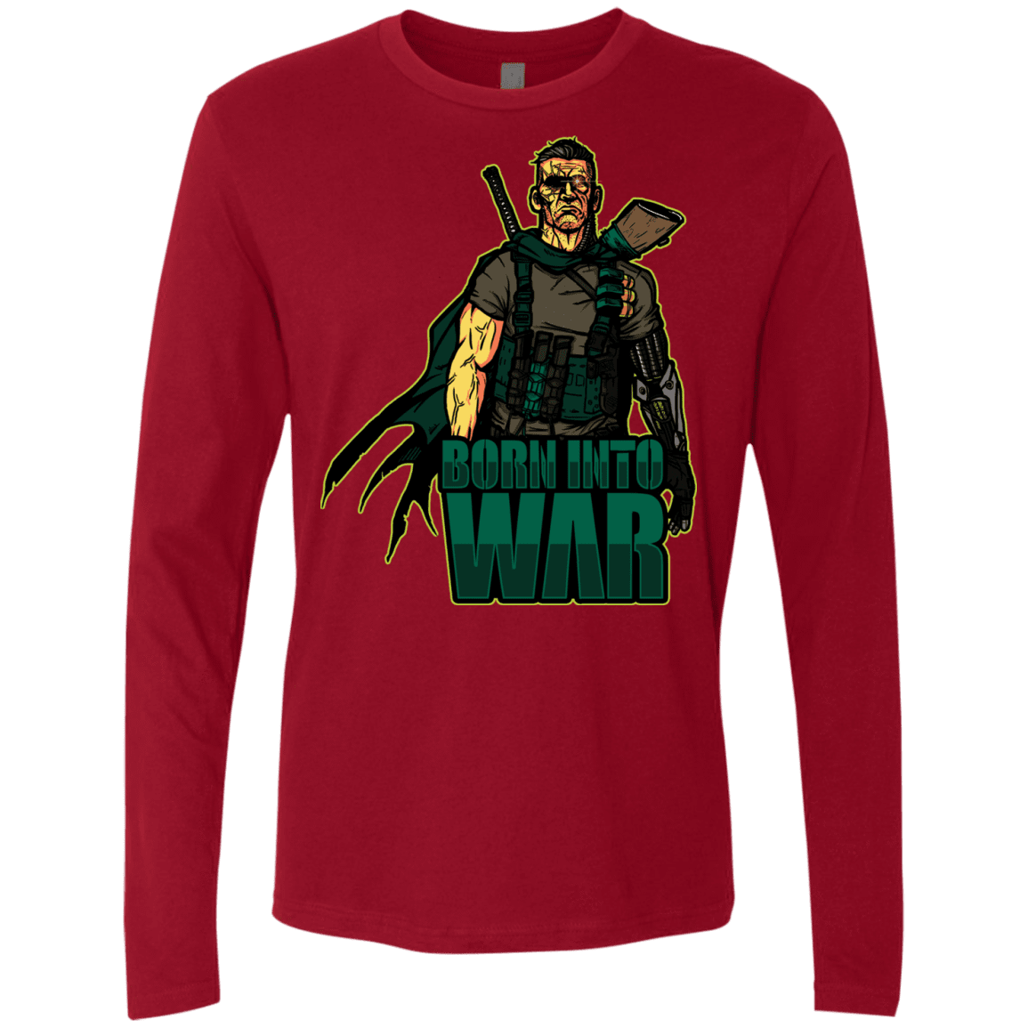 T-Shirts Cardinal / S Born Into War Men's Premium Long Sleeve