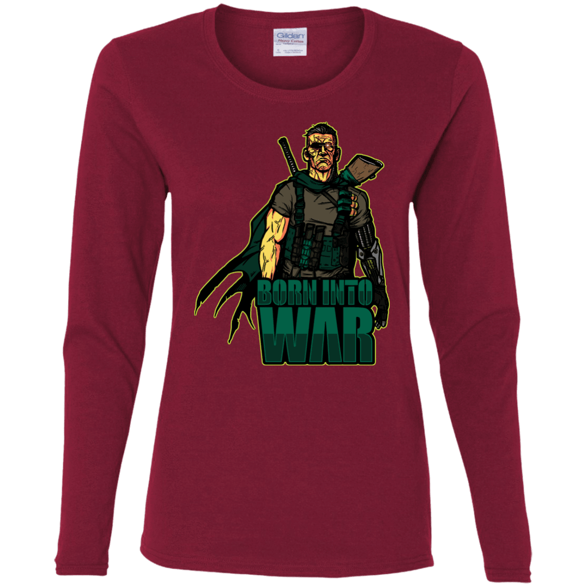 T-Shirts Cardinal / S Born Into War Women's Long Sleeve T-Shirt
