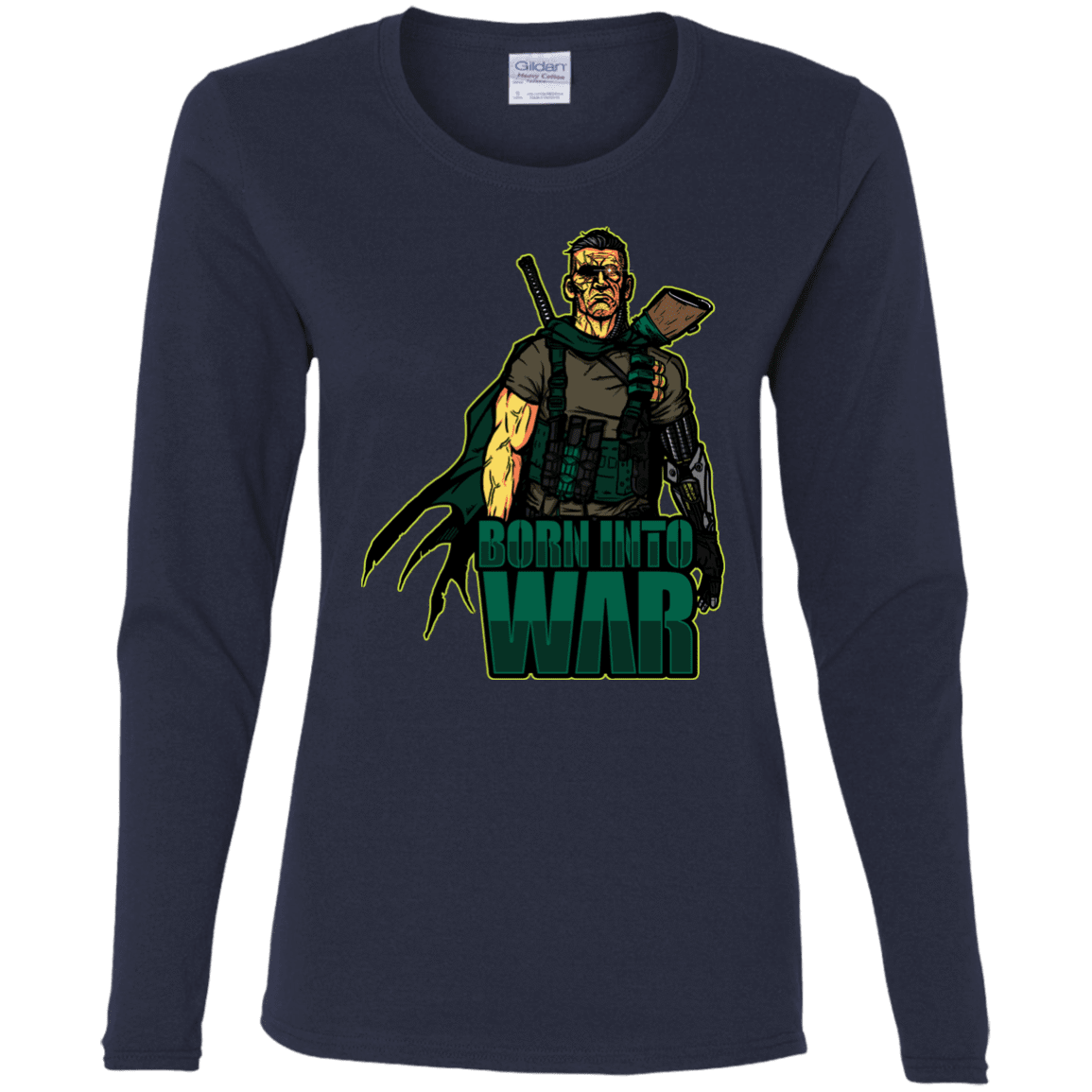 T-Shirts Navy / S Born Into War Women's Long Sleeve T-Shirt