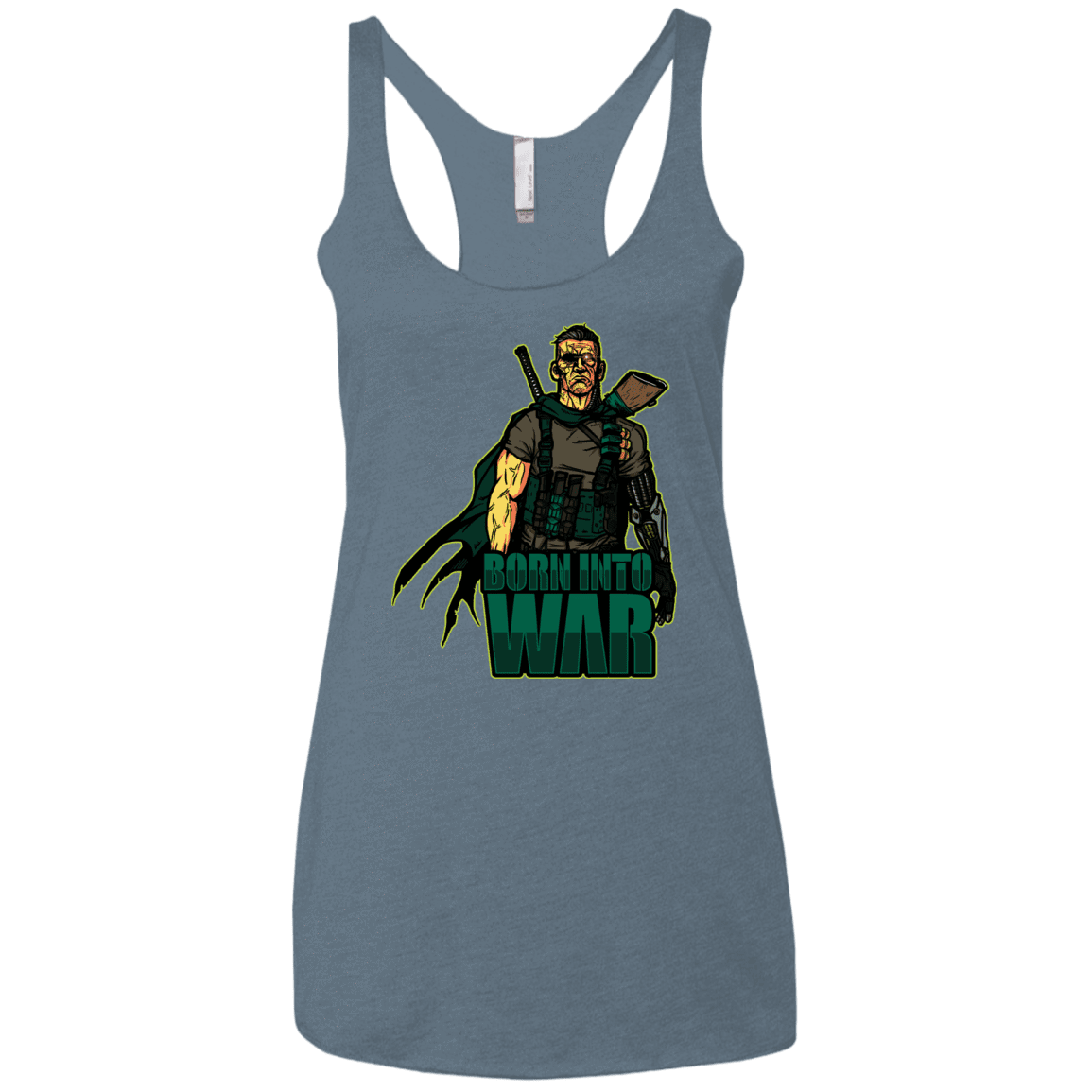 T-Shirts Indigo / X-Small Born Into War Women's Triblend Racerback Tank