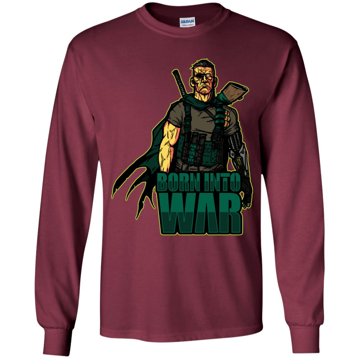 T-Shirts Maroon / YS Born Into War Youth Long Sleeve T-Shirt