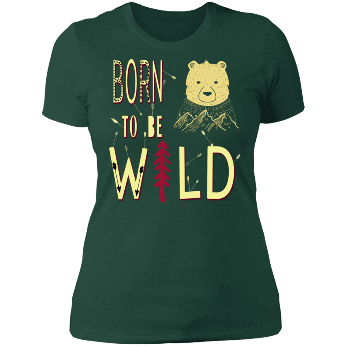 T-Shirts Forest Green / S Born To Be Wild Bear Women's Premium T-Shirt