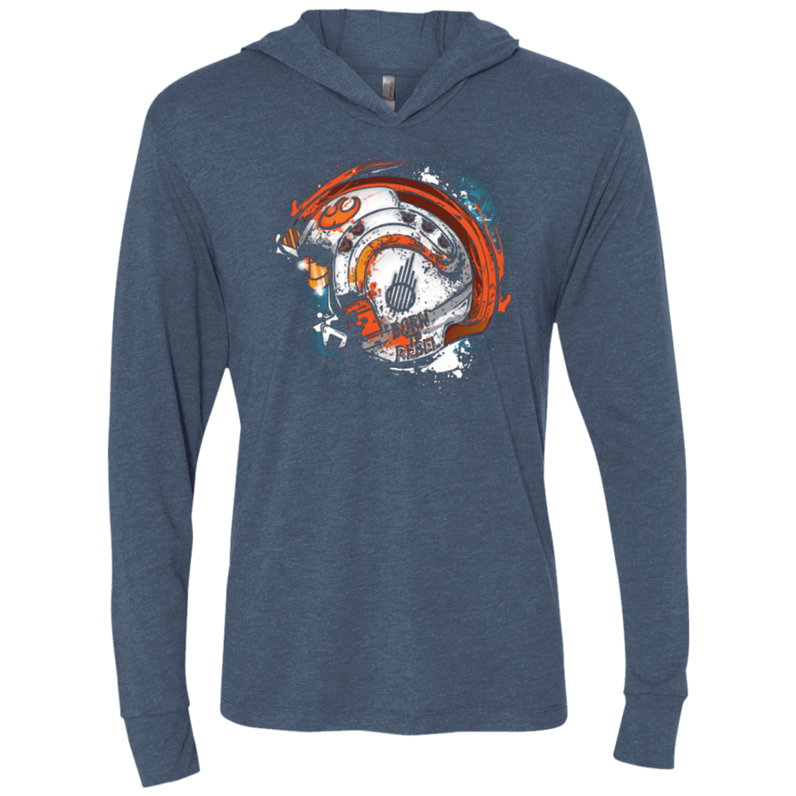 T-Shirts Indigo / X-Small Born to Rebel Triblend Long Sleeve Hoodie Tee