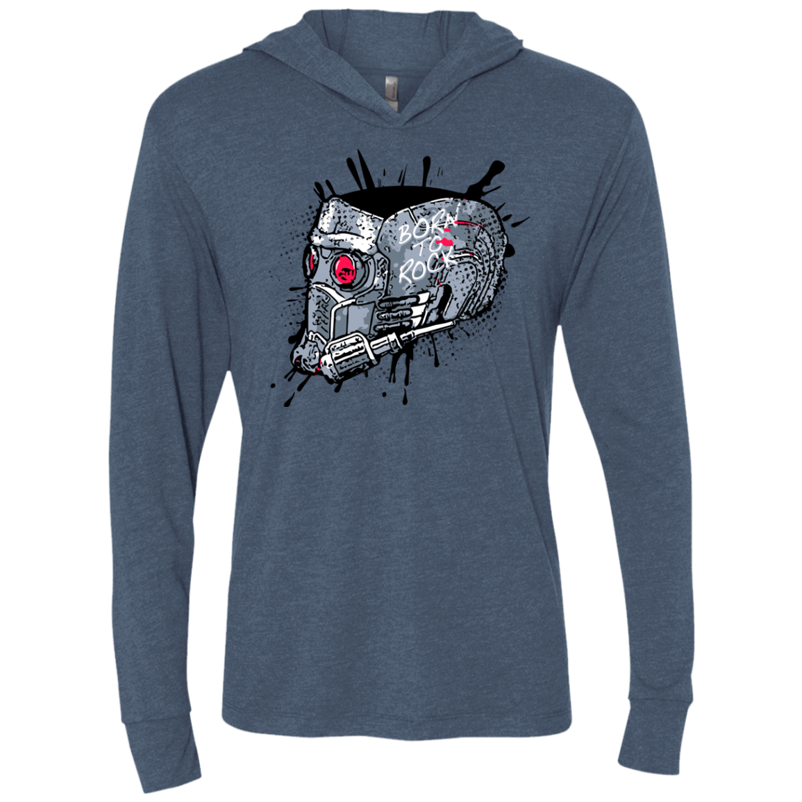 T-Shirts Indigo / X-Small Born to Rock Triblend Long Sleeve Hoodie Tee