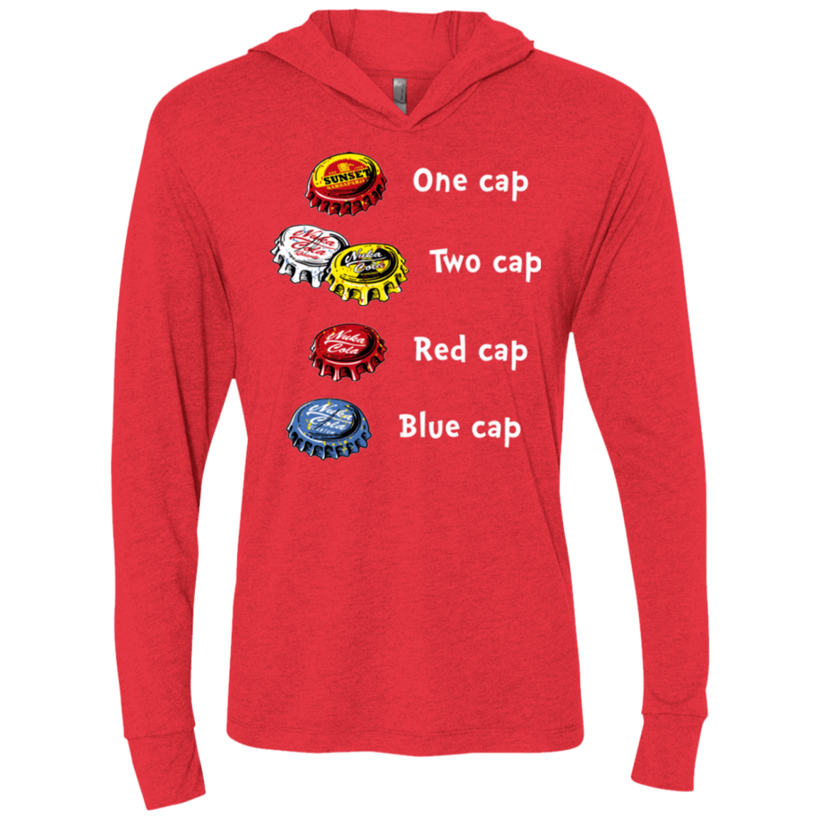 T-Shirts Vintage Red / X-Small Bottle Caps Fever Triblend Long Sleeve Hoodie Tee