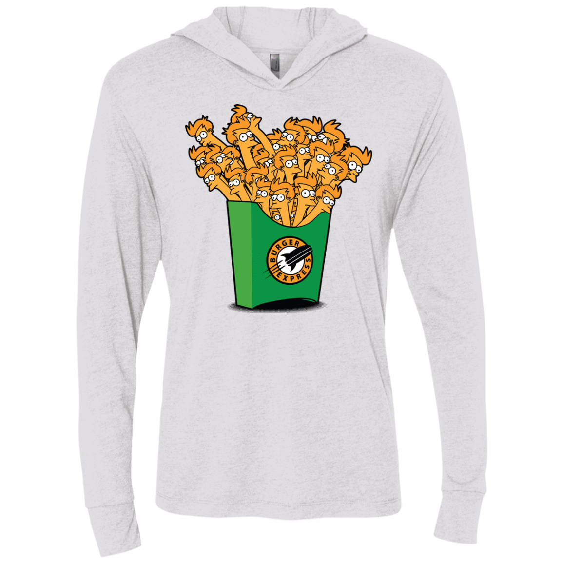 T-Shirts Heather White / X-Small Box of Fries Triblend Long Sleeve Hoodie Tee