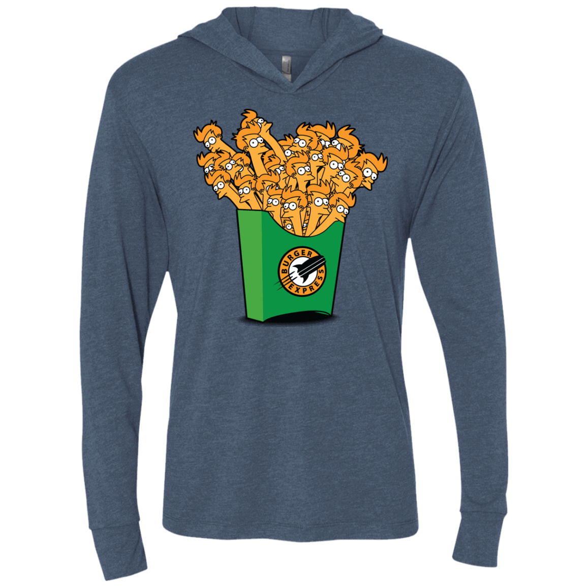 T-Shirts Indigo / X-Small Box of Fries Triblend Long Sleeve Hoodie Tee