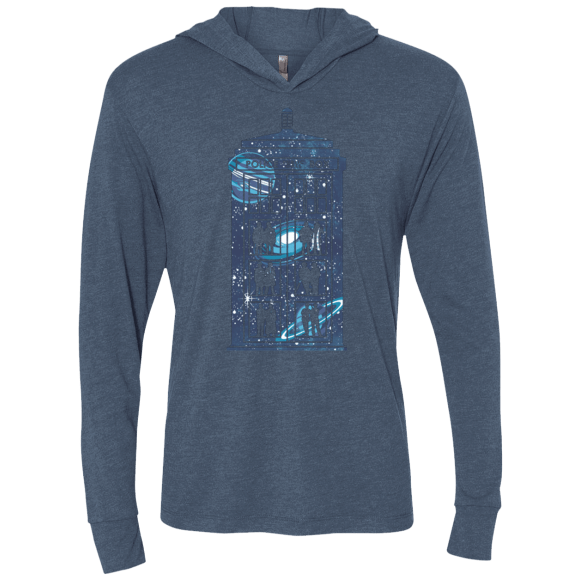 T-Shirts Indigo / X-Small Box of Time and Space Triblend Long Sleeve Hoodie Tee