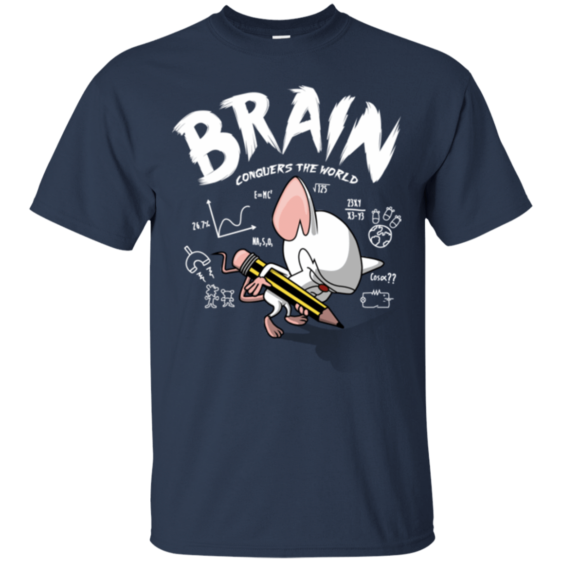 T-Shirts Navy / Small Brain vs The World T-Shirt