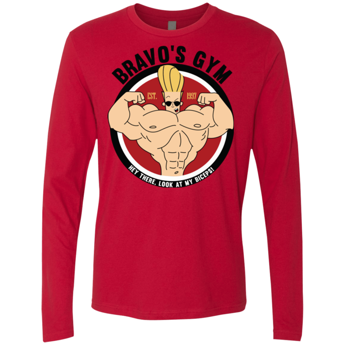 T-Shirts Red / Small Bravo's Gym Men's Premium Long Sleeve