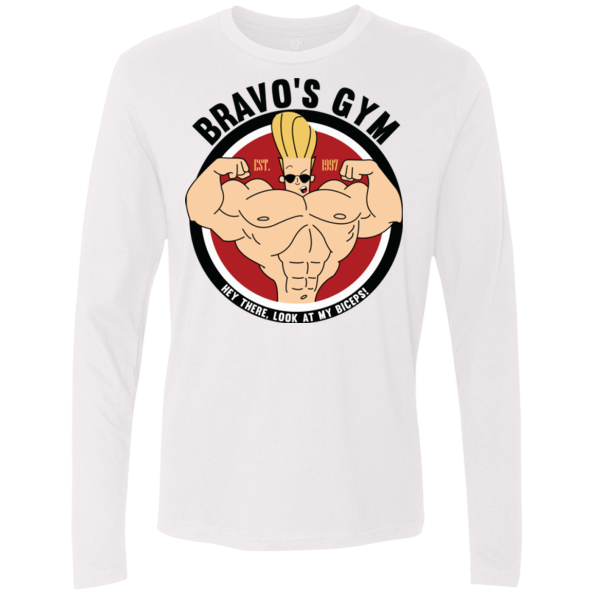 T-Shirts White / Small Bravo's Gym Men's Premium Long Sleeve